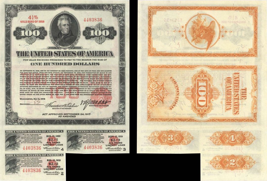 $100 Third Liberty Loan Bond - Extremely Rare Type