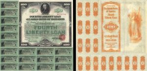 $100 Fourth Liberty Gold Bond - Many Coupons Still Remain