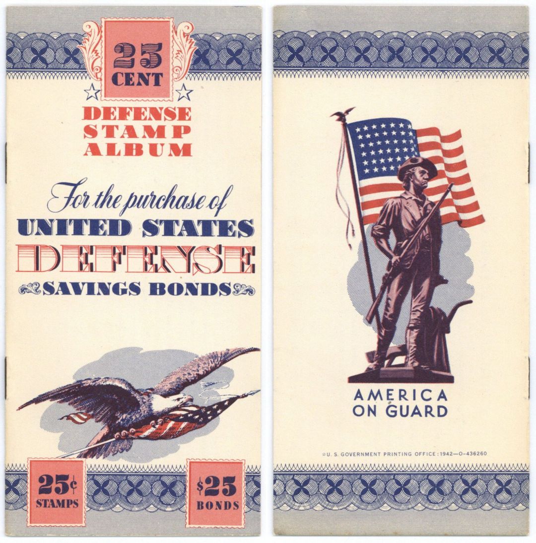 25 Cent Savings Bond Album - U.S. Treasury - dated 1942 For the Purchase of United States War Savings Bonds