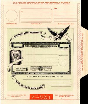 U.S. Treasury Bond Envelope - 1944 dated United States Treasury Americana