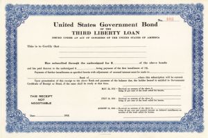 Unissued United States Government Bond of the 3rd Liberty Loan dated 1918 - U.S. Treasury Bond - Third Liberty Loan
