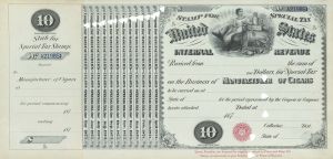 United States Internal Revenue - Stamp for Special Tax - Unissued Treasury Bond