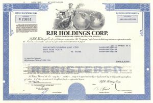 RJR Holdings Corp. - Famous Tobacco Company Bond dated 1989 - Merged with Nabisco Brands