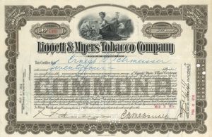 Liggett and Myers Tobacco Co. - 1924 dated Stock Certificate