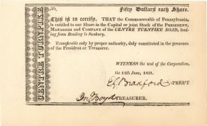 Centre Turnpike Road - Stock Certificate