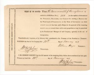 President, Managers, and Co. - 1818 dated Early Turnpike Stock