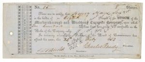 Murfreesborough and Woodbury Turnpike Co. - 1853 dated Stock Certificate