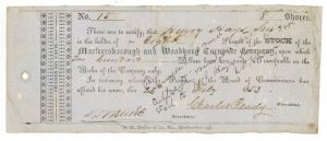 Murfreesborough and Woodbury Turnpike Co. - 1853 dated Stock Certificate