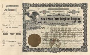 New Lisbon Farm Telephone Co., Garrattsville, New York - Stock Certificate
