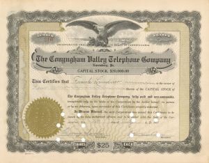 Conyngham Valley Telephone Co. - 1921 dated Stock Certificate