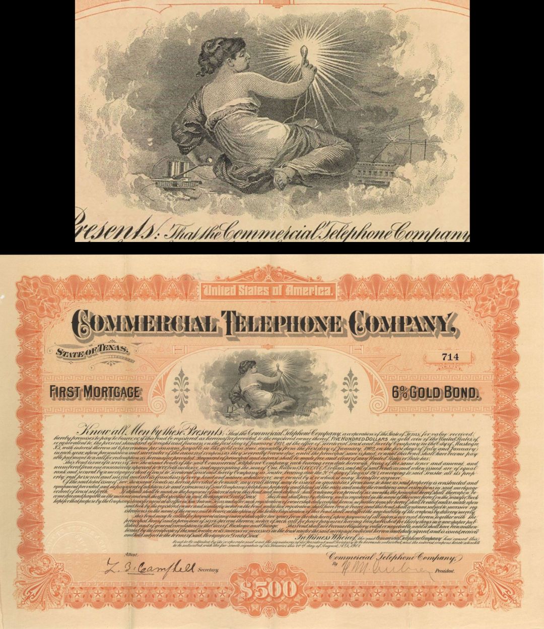 Commercial Telephone Co. - $500 1901 dated Bond