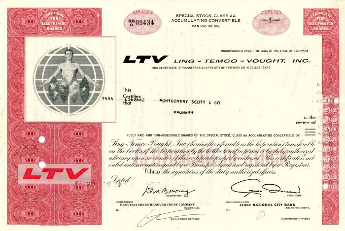 LTV Ling-Temco-Vought, Inc. - Stock Certificate