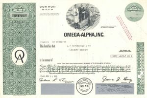 Omega-Alpha, Inc. - Facsimile Signature of James Joseph Ling - Stock Certificate