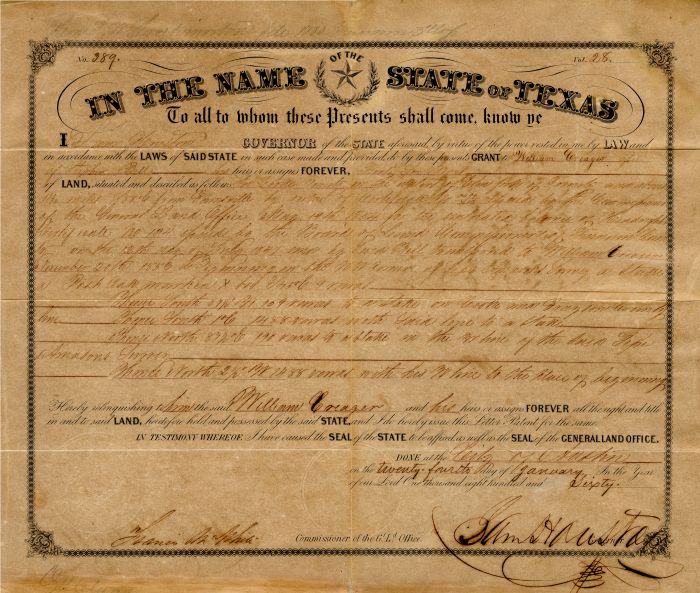 Sam Houston signed Texas Document - Autograph