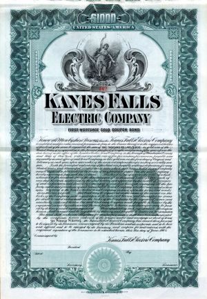 Kanes Falls Electric Company -$1,000 Bond