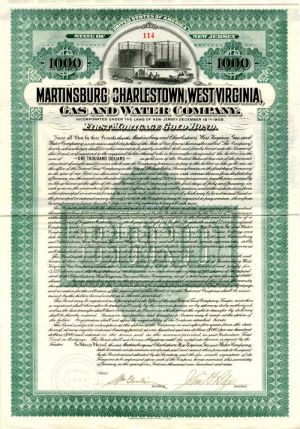 Martinsburg and Charlestown, West Virginia, Gas and Water Co. - $1,000 Utility Gold Bond