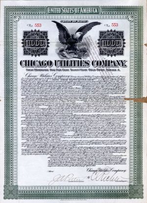 Chicago Utilities Co. - 1912 dated $1,000 Bond