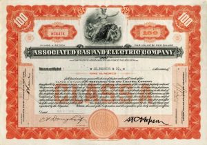 Associated Gas and Electric Co. - Stock Certificate
