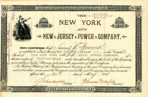 New York and New Jersey Power Co. - Stock Certificate