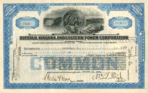 Buffalo, Niagara and Eastern Power Corporation - Stock Certificate