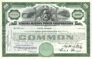 Niagara Hudson Power Corporation - Utility Stock Certificate - Triple Vignette - Niagara Falls