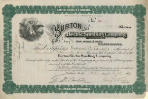 Burton Electric Smelting Co. - Stock Certificate