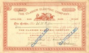 Clarion Electric Company - Stock Certificate
