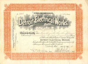 Detroit Electrical Works - Stock Certificate