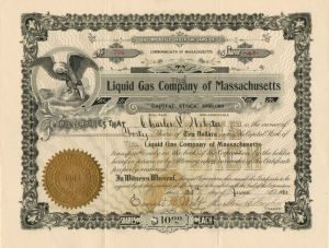 Liquid Gas Co. of Massachusetts - Stock Certificate