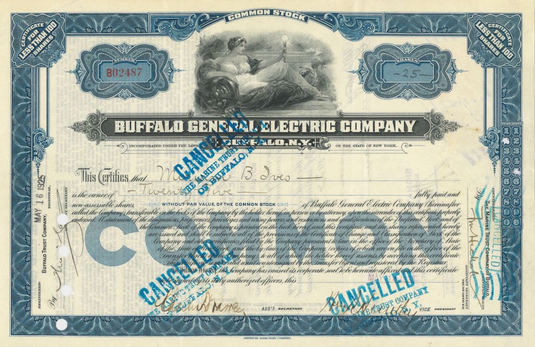 Buffalo General Electric Co. - Stock Certificate