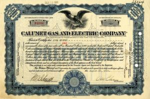 Calumet Gas and Electric Company - Stock Certificate
