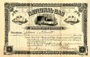 National Gas Improvement Co. - Utility Stock Certificate