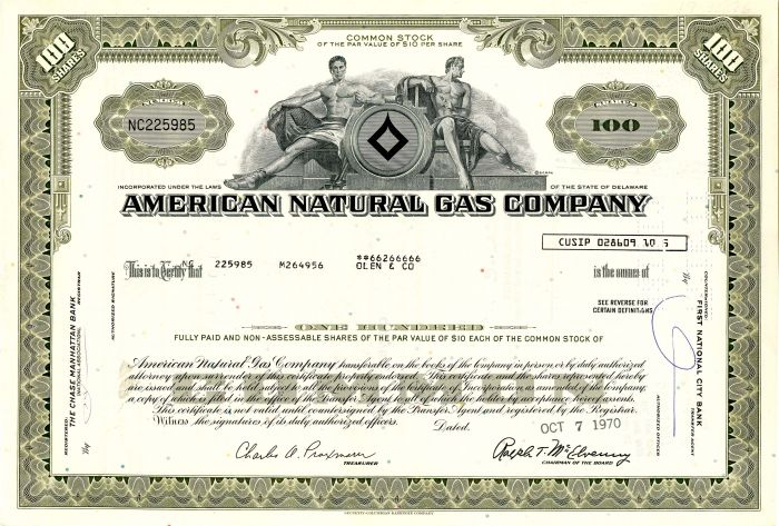 American Natural Gas Co. -  Stock Certificate