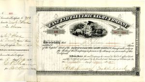 East End Electric Light Co. - 1894-1899 dated Stock Certificate