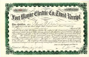 Fort Wayne Electric Co., Trust Receipt - Stock Certificate