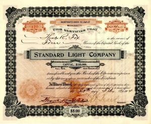 Standard Light Co. - Stock Certificate