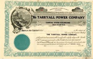 Tarryall Power Company - Stock Certificate