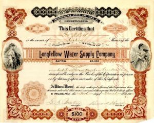 Longfellow Water Supply Co. - Stock Certificate