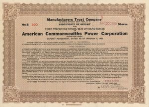 American Commonwealths Power Corporation - Stock Certificate