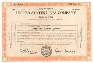 Rose F. Kennedy signed United States Lines - Autograph Stock Certificate