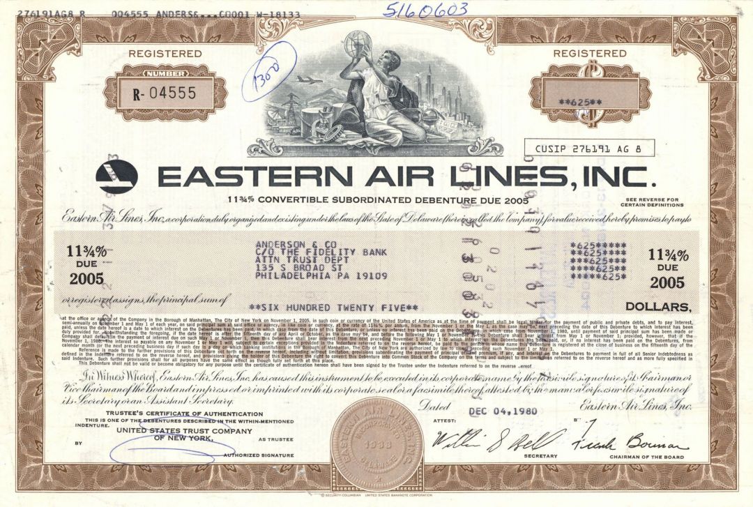 Eastern Air Lines, Inc. - Registered Aviation Bond