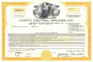 North Central Airlines, Inc. - dated 1970's Minnesota & Wisconsin Aviation Stock Certificate