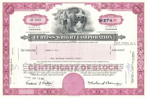 Curtiss-Wright Corporation - Aviation Stock Certificate