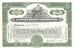 Curtiss-Wright Corporation - 1936-51 dated Aviation Stock Certificate