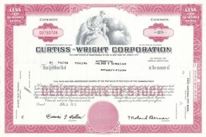 Curtiss-Wright Corporation - 1960's dated Aviation Stock Certificate