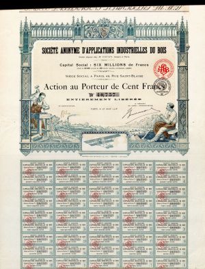 Societe Anonyme D'Applications Industrielles du Bois - Stock Certificate
