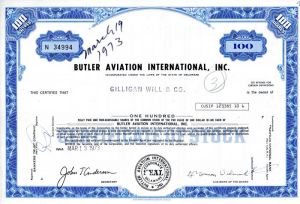 Butler Aviation International, Inc. - Stock Certificate