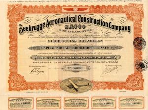 Zeebrugge Aeronautical Construction Co. - Stock Certificate