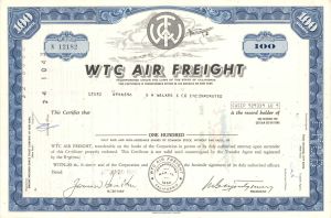 WTC Air Freight - 1972 dated Stock Certificate