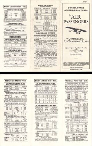 Commercial Air Transport Lines Air Schedules Booklet - 1929 dated Aviation